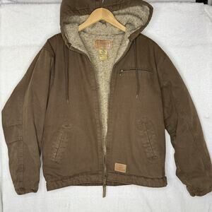 Schmidt Workwear Jacket Mens Medium Brown Sherpa Lined Hooded Full Zip Outdoor